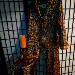 Leopard print pajamas/matching slippers